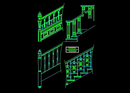 CAD interior design working drawings of the staircase