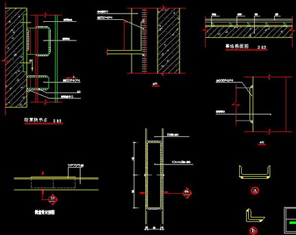 CAD interior design details of the wall nodes 