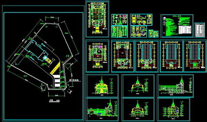 Church of Christ in a full set of building plans,CAD Flat View,CAD Decoration design
