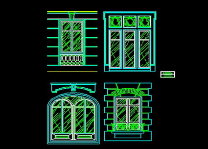 Continental Window Tile set, vestibule, bookcases Detailing