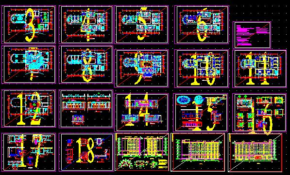 Guest House decoration drawings, rotating ladder, vestibule, bookcases Detailing