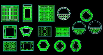 Ancient architectural elements of traditional Chinese windows and doors CAD