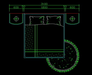 Fashion bed- CAD interior design drawing