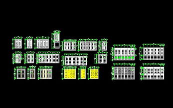Wooden doors and windows CAD elevation