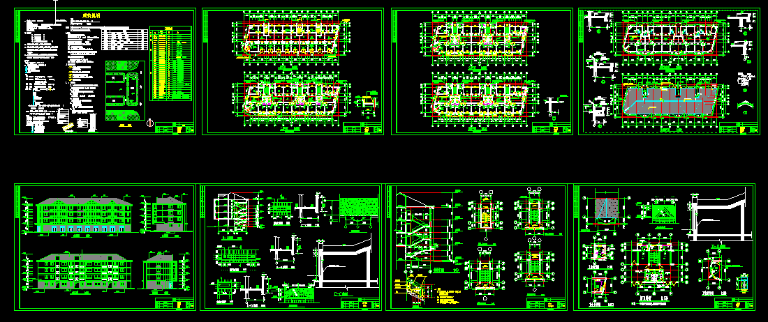 Residential buildings complete CAD building plans