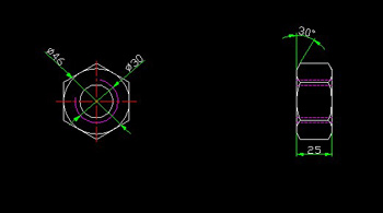 Standard hex nut CAD drawings
