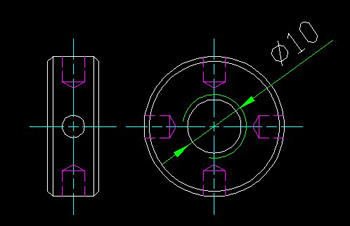 Side nut with a hole circle CAD drawings