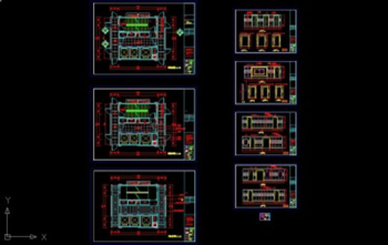 Elevator hall and aisle CAD construction drawings