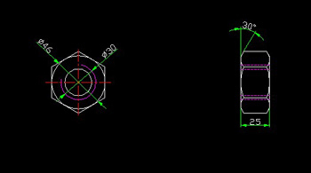 CAD drawings of standard hex nut